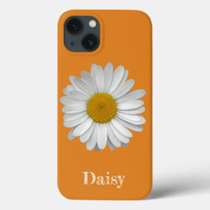 Namn Modern Elegant Vit Margareta Blomma på Orange