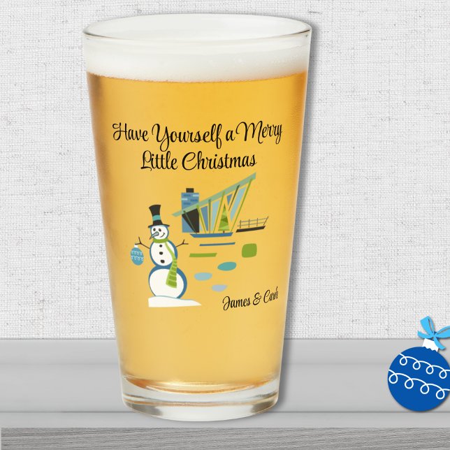 Namn, Modern House Snögubbe 16 oz, medelårhundrade Glaskopp (Skapare uppladdad)