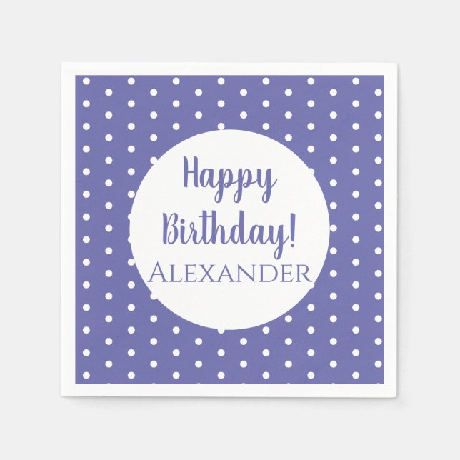 Namn Modern Lila Polka dots Födelsedagsfest Pappersservett (Framsidan)