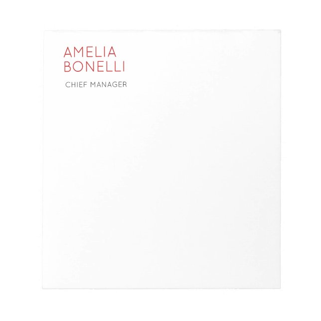 Namn Modern Minimalistisk Professionell Enkel Casu Anteckningsblock (Framsida)