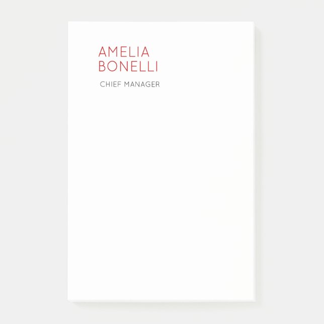 Namn Modern Minimalistisk Professionell Enkel Casu Post-it Block (Framsida)