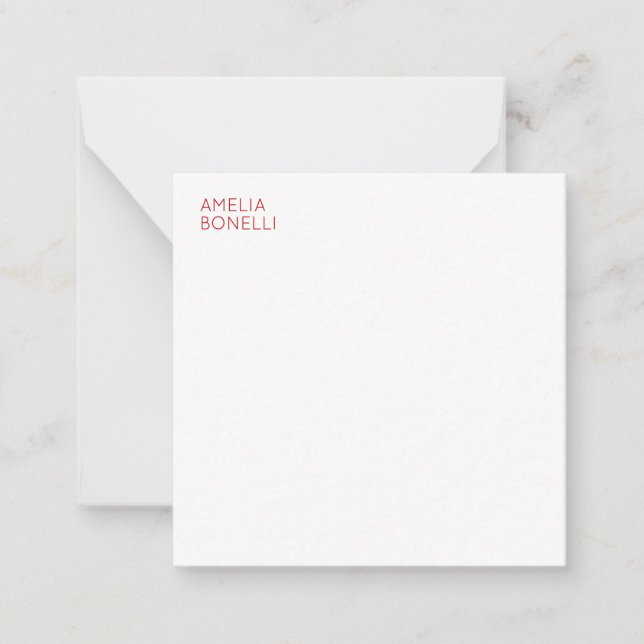 Namn Modern Minimalistisk Professionell Vit Anteckningskort (Framsida)