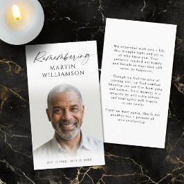 Namn Modern Prayer-kort för begravningsfoto Visitkort