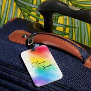 Namn Modern Trendig Rainbow Färg Bagagebricka