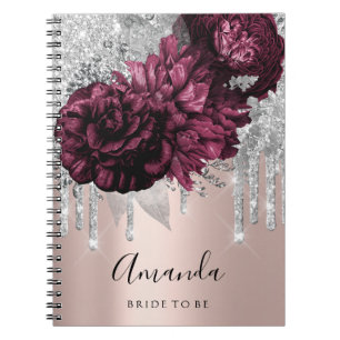 Namn Möhippa Marsala Drips Blommigt Peony Anteckningsbok