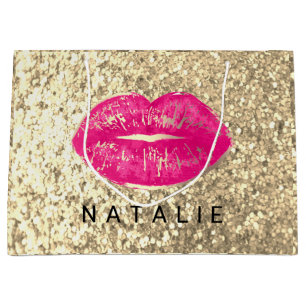Namn Möhippa Rosa Kiss Läppar Glitter Champagne