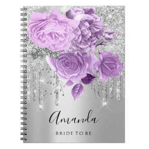 Namn Möhippa Silver Drip Blommigt Lila Ro Anteckningsbok