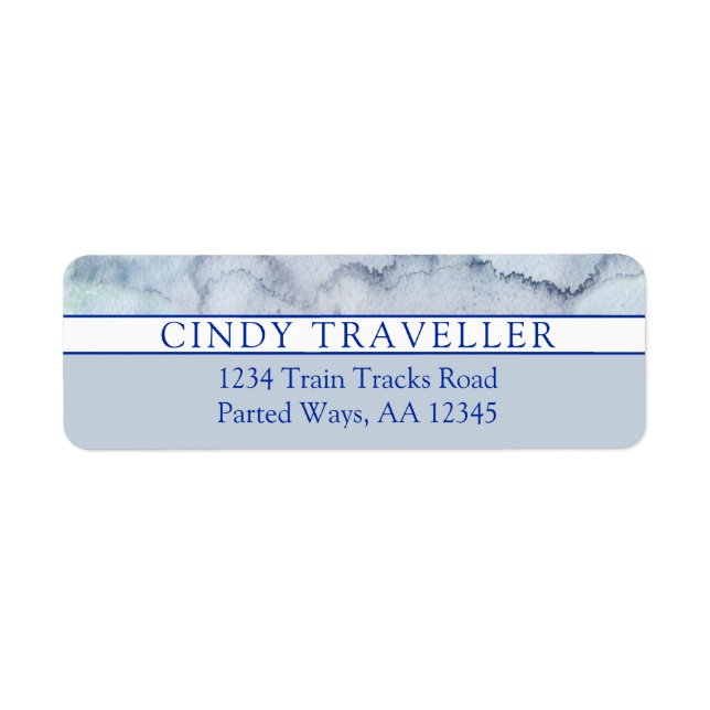 Namn | Monogram blå vattenfärg Returadress Etikett (Framsidan)