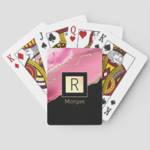 Namn & Monogram Black & Guld Box Rosa & Guld Agate