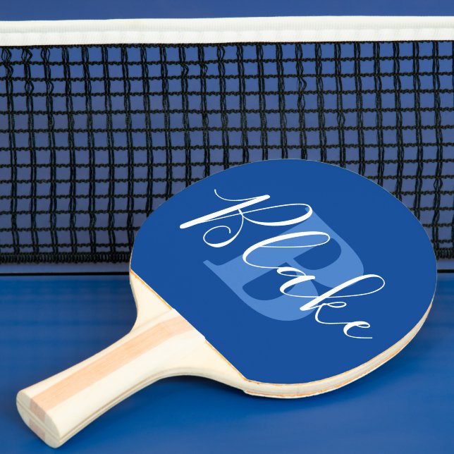 Namn monogram brev B blå Blake-anpassningsbar Pingisracket (Insitu)