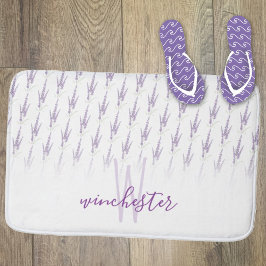 Namn Monogram Farmhouse Lavender Flower Mönster Badrumsmatta