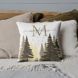 Namn Monogram för Forest Gräs Träd Kudde