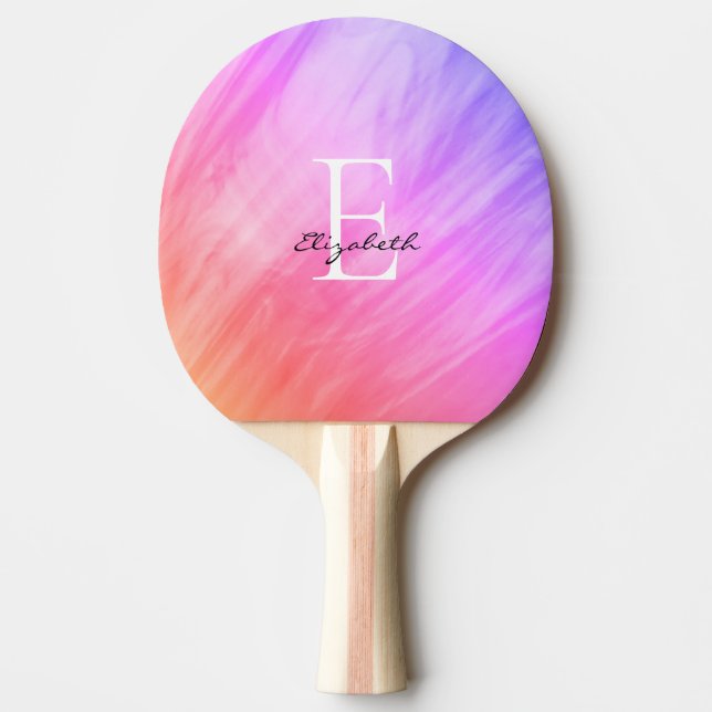 Namn Monogram Girly Rosa  Pingisracket (Framsidan)