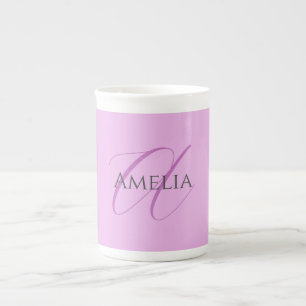 Namn Monogram Initial Brev Orchid & Lilac Benporslin Mugg