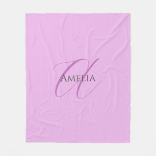 Namn Monogram Initial Brev Orchid & Lilac Fleecefilt