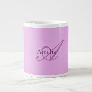 Namn Monogram Initial Brev Orchid & Lilac Jumbo Mugg