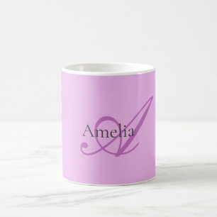 Namn Monogram Initial Brev Orchid & Lilac Kaffemugg