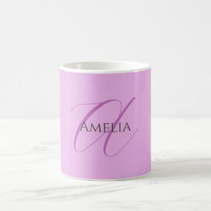 Namn Monogram Initial Brev Orchid & Lilac Kaffemugg