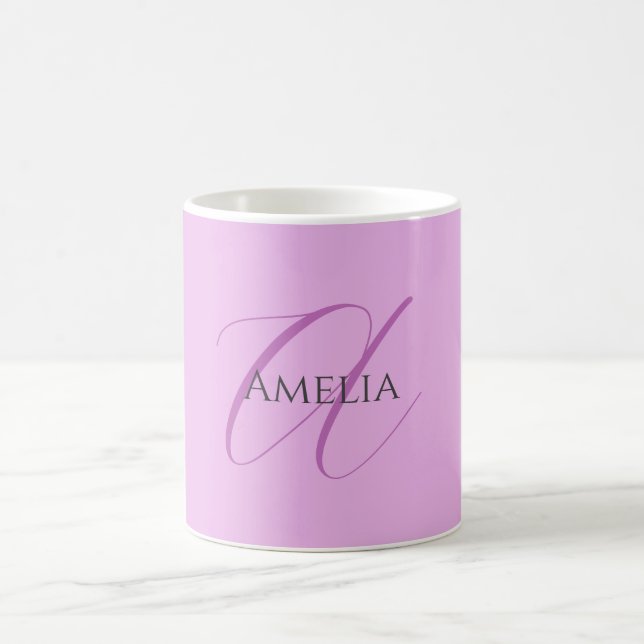 Namn Monogram Initial Brev Orchid & Lilac Kaffemugg (Center)