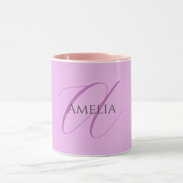 Namn Monogram Initial Brev Orchid & Lilac Mugg (Center)