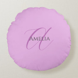 Namn Monogram Initial Brev Orchid & Lilac Rund Kudde
