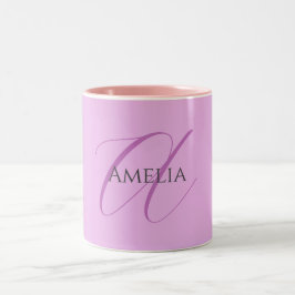 Namn Monogram Initial Brev Orchid & Lilac Två-Tonad Mugg