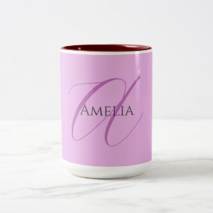 Namn Monogram Initial Brev Orchid & Lilac Två-Tonad Mugg