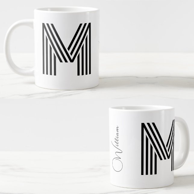 Namn & Monogram JumboCup | personlig initial Jumbo Mugg (large coffee mug)