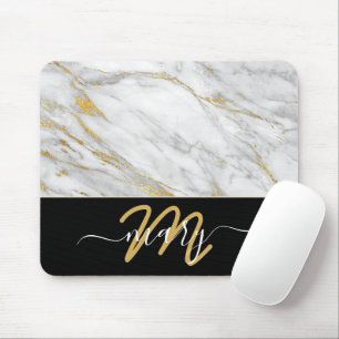 Namn Monogram Marble Golden Strokes Back White Musmatta