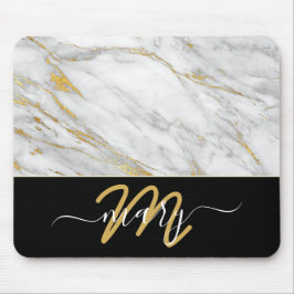Namn Monogram Marble Golden Strokes Back White Musmatta