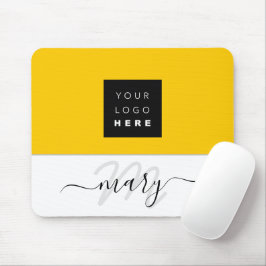 Namn Monogram Minimal Gult Lemon Vit Logotyp Musmatta