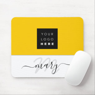Namn Monogram Minimal Gult Lemon Vit Logotyp Musmatta