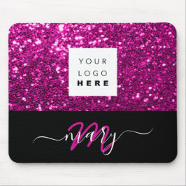 Namn Monogram Minimal Rosa Glitter Logotyp Musmatta