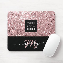 Namn Monogram Minimal Rosa Glitter Logotyp Musmatta