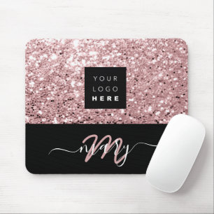 Namn Monogram Minimal Rosa Glitter Logotyp Musmatta