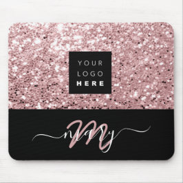 Namn Monogram Minimal Rosa Glitter Logotyp Musmatta