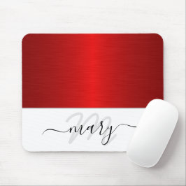 Namn Monogram - minimalt rött svart, vit modern Musmatta