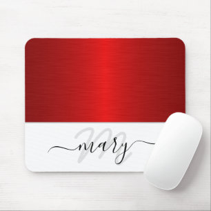 Namn Monogram - minimalt rött svart, vit modern Musmatta