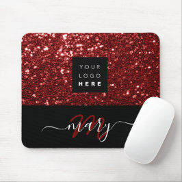 Namn Monogram, minsta Burgundy Glitter Logotyp Musmatta