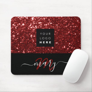Namn Monogram minsta Burgundy Glitter Logotyp Musmatta