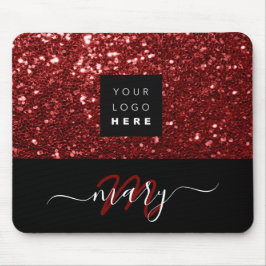 Namn Monogram, minsta Burgundy Glitter Logotyp Musmatta