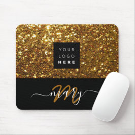 Namn Monogram, minsta Logotyp Guld Glitter Musmatta