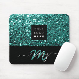 Namn Monogram - minsta Logotypen Teal Glitter Musmatta