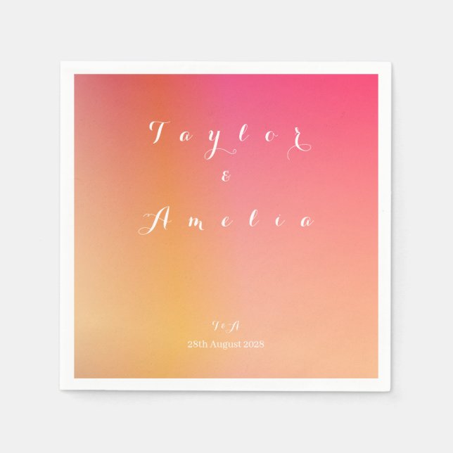 Namn Monogram minsta övertoning Bröllop Pappersservett (Framsidan)