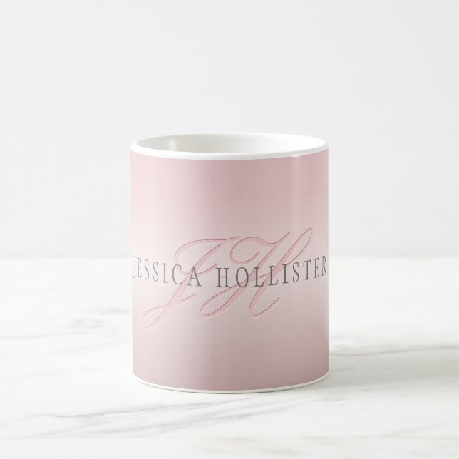 Namn & Monogram | Mjuk FALSK Rosa Guld Rodnad Kaffemugg (Center)