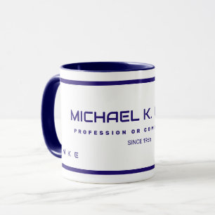 Namn & Monogram Modern blå kaffe Mugg