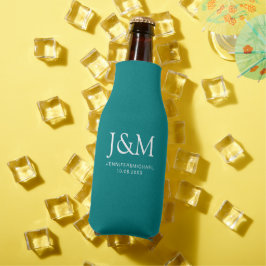 Namn Monogram Mörk Teal Template Bröllop Date