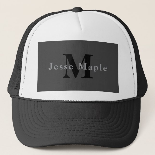 Namn & Monogram | Mörkgrå Keps (Framsida)
