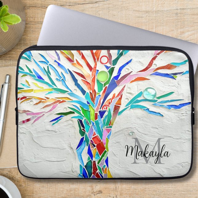 Namn Monogram Mosaic Laptop Fodral (Skapare uppladdad)