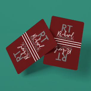 Namn Monogram på mörk röd Casinokort